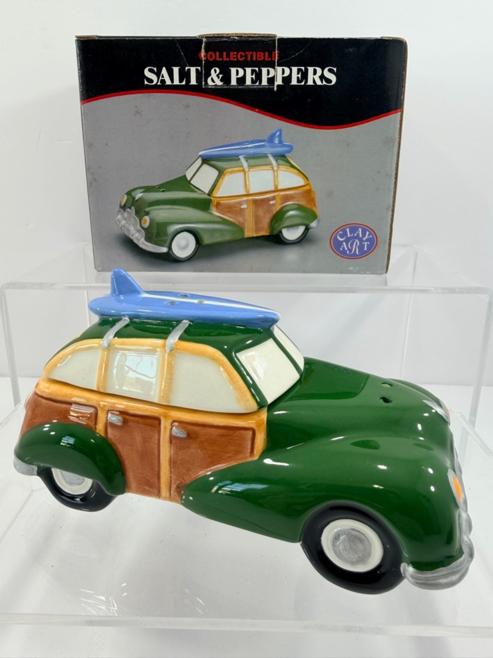 Vintage 90's Clay Art Surf's Up Salt & Pepper Shakers #7313 NIB Collectible